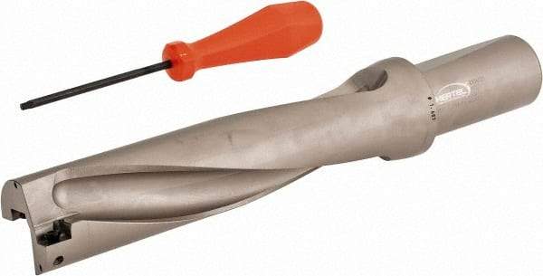 Hertel - 6-3/4" Max Drill Depth, 4xD, 1-11/16" Diam, Indexable Insert Drill - 2 Inserts, 1-1/2" Shank Diam, Straight Shank - Eagle Tool & Supply