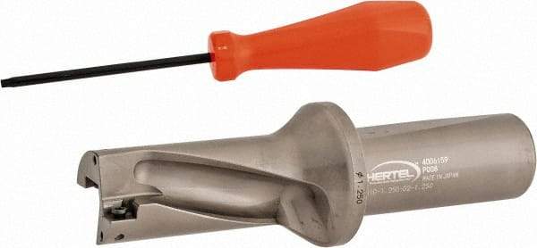 Hertel - 2-1/2" Max Drill Depth, 2xD, 1-1/4" Diam, Indexable Insert Drill - 2 Inserts, 1-1/4" Shank Diam, Straight Shank - Eagle Tool & Supply