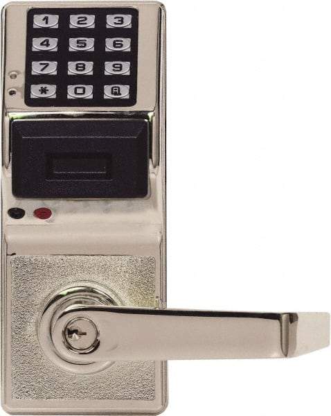 Alarm Lock - Combination Entry Lever Lockset with Key Override - 2-3/4" Back Set, Steel, Brushed Chrome Finish - Eagle Tool & Supply