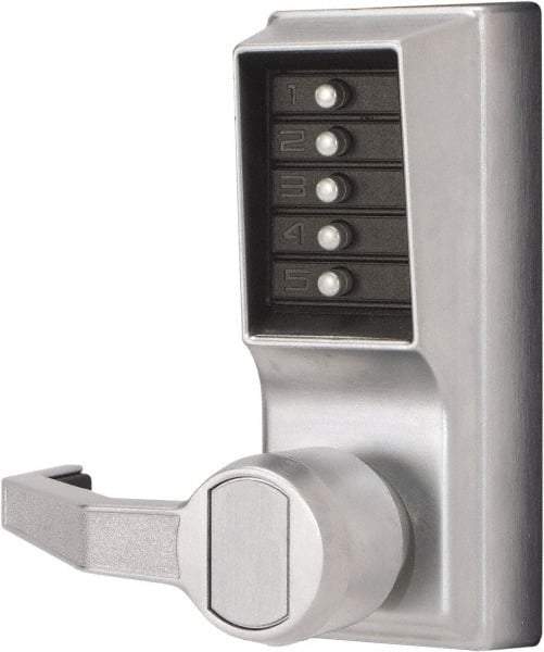 Kaba Access - Combination Entry Lever Lockset - 2-3/4" Back Set, No Cylinder, Zamak3, Satin Chrome Finish - Eagle Tool & Supply