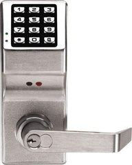 Alarm Lock - Combination Entry Lever Lockset with Key Override - 2-3/4" Back Set, 6 or 7 Pin Length Best & Compatible Cylinder (Core Not Included), Steel, Brushed Chrome Finish - Eagle Tool & Supply