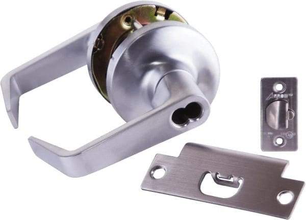 Arrow Lock - Storeroom Lever Lockset - 2-3/4" Back Set, Steel, Brushed Chrome Finish - Eagle Tool & Supply