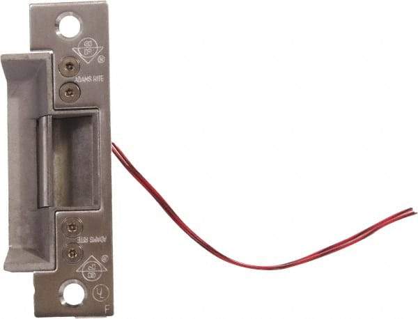 Adams Rite - 1.63" Long x 1" Wide, Satin Stainless Steel Finish, Electric Door Strike - 12 Volt, DC Power, Zinc Alloy - Eagle Tool & Supply