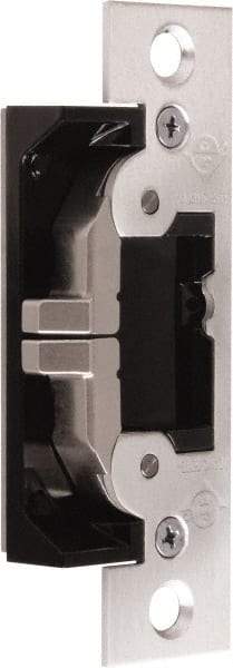 Adams Rite - 3.38" Long x 1" Wide, Clear Anodized Finish, Electric Door Strike - Field Selectable 12, 16, or 24 VAC/DC, VAC/VDC Power, Zinc Alloy - Eagle Tool & Supply