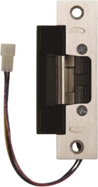 Rutherford - 4.88" Long x 1-1/4" Wide, Satin Stainless Steel Finish, Electric Door Strike - Field Selectable 12 or 24 VDC & 12-24 VAC, Corded Power, Zinc Alloy - Eagle Tool & Supply