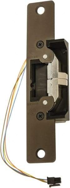 Adams Rite - 4.88" Long x 1-1/4" Wide, Dark Bronze Anodized Aluminum Finish, Electric Door Strike - 24 Volt, VDC Power, Zinc Alloy - Eagle Tool & Supply
