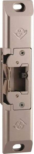 Adams Rite - 3.38" Long x 1" Wide, Clear Anodized Finish, Electric Door Strike - Field Selectable 12, 16, or 24 VAC/DC, AC/DC Power, Zinc Alloy - Eagle Tool & Supply