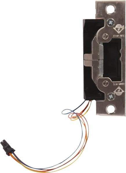 Adams Rite - 3.38" Long x 1" Wide, Satin Stainless Steel Finish, Electric Door Strike - Field Selectable 12, 16, or 24 VAC/DC, VAC/VDC Power, Zinc Alloy - Eagle Tool & Supply