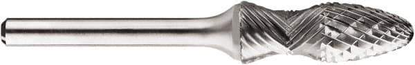 SGS Pro - 1/2" Cut Diam, 1/4" Shank Diam, Tree with Radius Head Double Cut Burr - Carbide, Radius End, 1-1/4" LOC, 1-1/4" OAL - Eagle Tool & Supply