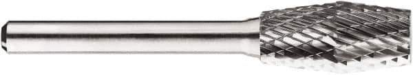 SGS Pro - 1/2" Cut Diam, 1/4" Shank Diam, Inverted Cone Head Double Cut Burr - Carbide, Flat End, 1" LOC, 1" OAL - Eagle Tool & Supply