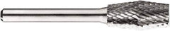 SGS Pro - 1/2" Cut Diam, 1/4" Shank Diam, Inverted Cone Head Double Cut Burr - Carbide, Flat End, 1" LOC, 1" OAL - Eagle Tool & Supply