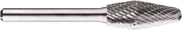 SGS Pro - 1/2" Cut Diam, 1/4" Shank Diam, Taper Head Double Cut Burr - Carbide, Radius End, 1-1/4" LOC, 1-1/4" OAL - Eagle Tool & Supply