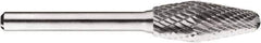 SGS Pro - 1/2" Cut Diam, 1/4" Shank Diam, Taper Head Double Cut Burr - Carbide, Radius End, 1-1/4" LOC, 1-1/4" OAL - Eagle Tool & Supply