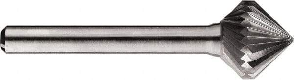SGS Pro - 5/8" Cut Diam, 1/4" Shank Diam, Cone Head Single Cut Burr - Carbide, Point End, 5/8" LOC, 5/8" OAL - Eagle Tool & Supply