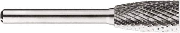 SGS Pro - 1/2" Cut Diam, 1/4" Shank Diam, Cylinder Head Double Cut Burr - Carbide, Flat End, 1" LOC, 1" OAL - Eagle Tool & Supply