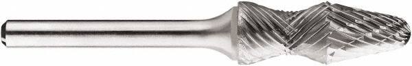 SGS Pro - 1/2" Cut Diam, 1/4" Shank Diam, Taper Head Double Cut Burr - Carbide, Radius End, 1-1/4" LOC, 1-1/4" OAL - Eagle Tool & Supply