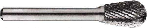 SGS Pro - 1/2" Cut Diam, 1/4" Shank Diam, Ball Head Single Cut Burr - Carbide, Ball End, 3/4" LOC, 3/4" OAL - Eagle Tool & Supply