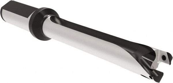 Allied Machine and Engineering - Series 17, 17 to 17.99mm Diam, 3/4" Diam Straight Shank with Flange, Straight Flute Spade Drill - 7.0827" Max Depth, 10-13/32" OAL, Long Length, Through Coolant - Eagle Tool & Supply