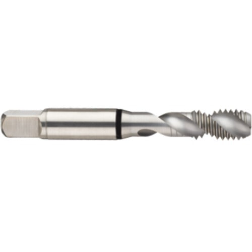 ‎1/4-28 2FL 2B Cobalt Spiral Flute Semi-Bott Black Ring Tap-Bright-45 Degree Helix - Eagle Tool & Supply