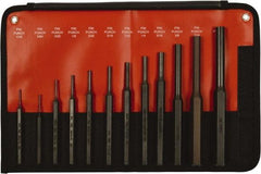 Mayhew - 12 Piece, 1/16 to 1/2", Pin Punch Set - Hex Shank, Steel, Comes in Kit Bag - Eagle Tool & Supply