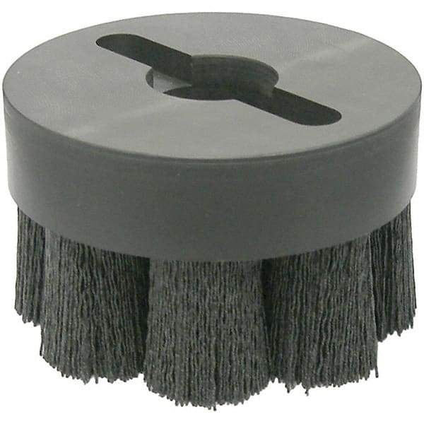 Weiler - 4" 120 Grit Ceramic Crimped Disc Brush - Fine Grade, Drive Arbor Connector, 1-1/2" Trim Length, 1-1/4" Arbor Hole - Eagle Tool & Supply