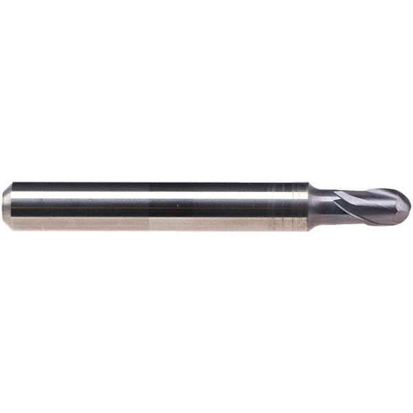 Emuge - 1mm Diam, 2mm LOC, 2 Flute Solid Carbide Ball End Mill - TiAlN Finish, Single End, 57mm OAL, 6mm Shank Diam, Ball Flute - Eagle Tool & Supply