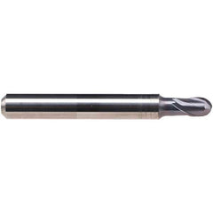 Emuge - 5/16" Diam, 9/32" LOC, 2 Flute Solid Carbide Ball End Mill - TiAlN Finish, Single End, 2" OAL, 5/16" Shank Diam, Ball Flute - Eagle Tool & Supply