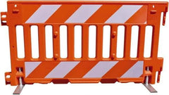 VizCon - 7-3/4" High x 52" Long x 3/32" Wide Barrier Reflective Sheeting - Vinyl, Uncoated, Orange/White, Use with 57000 - Eagle Tool & Supply