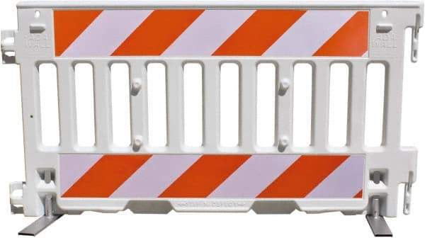 VizCon - 7-3/4" High x 52" Long x 3/32" Wide Barrier Reflective Sheeting - Vinyl, Uncoated, Orange/White, Use with 57000 - Eagle Tool & Supply