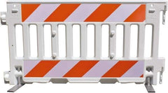 VizCon - 7-3/4" High x 52" Long x 3/32" Wide Barrier Reflective Sheeting - Vinyl, Uncoated, Orange/White, Use with 57000 - Eagle Tool & Supply