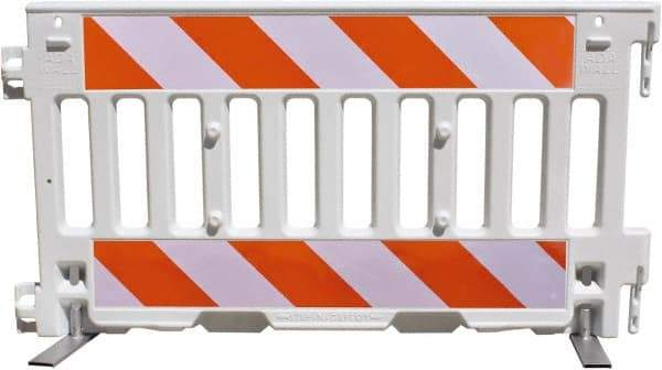 VizCon - 7-3/4" High x 52" Long x 3/32" Wide Barrier Reflective Sheeting - Vinyl, Uncoated, Orange/White, Use with 57000 - Eagle Tool & Supply