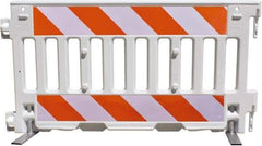 VizCon - 7-3/4" High x 52" Long x 3/32" Wide Barrier Reflective Sheeting - Vinyl, Uncoated, Orange/White, Use with 57000 - Eagle Tool & Supply
