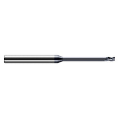 Miniature End Mills - Long Reach, Stub Flute - 0.0930″ (3/32″) Cutter Diameter × 0.0200″ Radius × 0.1390″ Length of Cut × 0.5000″ (1/2″) Reach Carbide Corner Radius End Mill, 3 Flutes, AlTiN Coated - Exact Industrial Supply