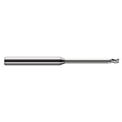 ‎Miniature End Mills - Long Reach, Stub Flute - 0.0930″ (3/32″) Cutter Diameter × 0.0150″ (1/64″) Radius × 0.1390″ Length of Cut × 1.1250″ (1-1/8″) Reach Carbide Corner Radius End Mill, 3 Flutes - Exact Industrial Supply