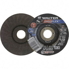 WALTER Surface Technologies - 36 Grit, 4-1/2" Disc Diam, 7/8" Center Hole, Type 29 Ceramic Flap Disc - 13,300 Max RPM, Fiber Backing, Arbor Attaching System, Coated - Eagle Tool & Supply