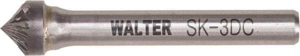 WALTER Surface Technologies - 3/8" Cut Diam, 1/4" Shank Diam, Cone Head Double Cut Burr - Tungsten Carbide, 0.2" LOC, 4-1/2" OAL - Eagle Tool & Supply