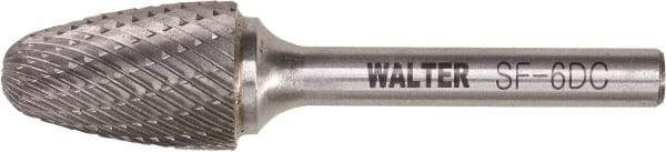 WALTER Surface Technologies - 5/8" Cut Diam, 1/4" Shank Diam, Tree Head Double Cut Burr - Tungsten Carbide, 1" LOC, 4" OAL - Eagle Tool & Supply