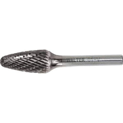 WALTER Surface Technologies - 3/8" Cut Diam, 1/4" Shank Diam, Tree Head Single Cut Burr - Tungsten Carbide, 3/4" LOC, 4-3/8" OAL - Eagle Tool & Supply