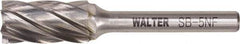 WALTER Surface Technologies - 1/2" Cut Diam, 1/4" Shank Diam, Cylinder Head Double Cut Burr - Tungsten Carbide, 1" LOC, 2.75" OAL - Eagle Tool & Supply
