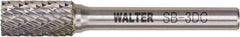 WALTER Surface Technologies - 3/8" Cut Diam, 1/4" Shank Diam, Cylinder Head Double Cut Burr - Tungsten Carbide, 3/4" LOC, 3-3/4" OAL - Eagle Tool & Supply