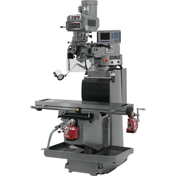 Jet - 54" Table Width x 12" Table Length, Variable Speed Pulley Control, 3 Phase Knee Milling Machine - R8 Spindle Taper, 5 hp - Eagle Tool & Supply