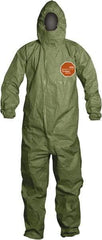 Dupont - Size 6XL Hazmat Chemical Resistant General Purpose Coveralls - Green, Zipper Closure, Elastic Cuffs, Elastic Ankles, Taped Seams - Eagle Tool & Supply