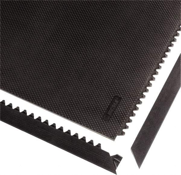 Notrax - 3' Long x 2" Wide x 1/2" Thick, Anti-Fatigue Modular Matting Tiles - Male, 4 Interlocking Sides, Black, For Dry Areas, Series 041 - Eagle Tool & Supply