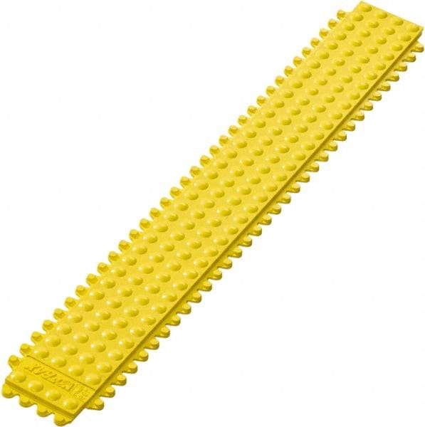 Notrax - 3' Long x 3" Wide x 5/8" Thick, Anti-Fatigue Modular Matting Tiles - Male, 4 Interlocking Sides, Yellow, For Dry Areas, Series 469 - Eagle Tool & Supply