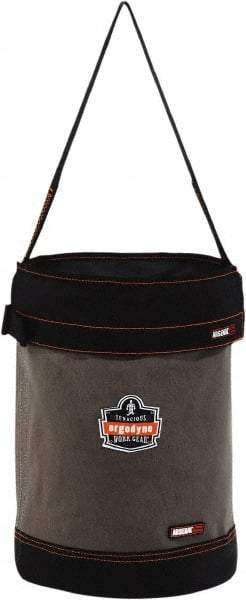 Ergodyne - 1 Pocket Gray & Black Canvas Tool Bucket - 12-1/2" Wide x 12-1/2" Deep x 17" High - Eagle Tool & Supply