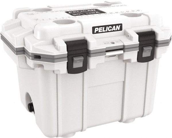 Pelican Products, Inc. - 30 Qt Cooler - Polypropylene, White/Gray - Eagle Tool & Supply