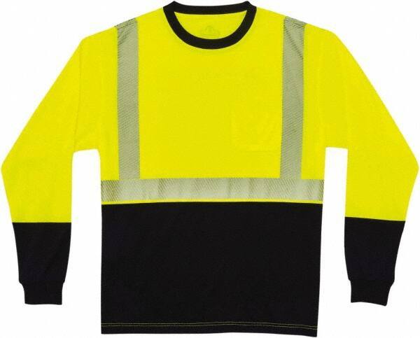 Ergodyne - Size M, Lime/Black, High Visibility, Long Sleeve T-Pocket, - 36 to 38" Chest, 1 Pocket, Polyester - Eagle Tool & Supply
