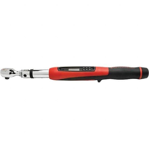 GearWrench - 3/8" Drive Electronic Torque Wrench - 10 N/m to 135 N/m Torque, 16" OAL, 0.1 N/m Graduation, Angle Head - Eagle Tool & Supply