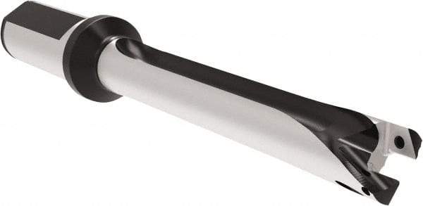 Allied Machine and Engineering - Series 20, 20 to 21.99mm Diam, 25mm Diam Straight Shank with Flange, Straight Flute Spade Drill - 153.9mm Max Depth, 246.9mm OAL, Standard Length, Through Coolant - Eagle Tool & Supply
