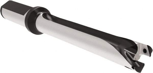 Allied Machine and Engineering - Series 17, 17 to 17.99mm Diam, 20mm Diam Straight Shank with Flange, Straight Flute Spade Drill - 125.9mm Max Depth, 208.9mm OAL, Standard Length, Through Coolant - Eagle Tool & Supply
